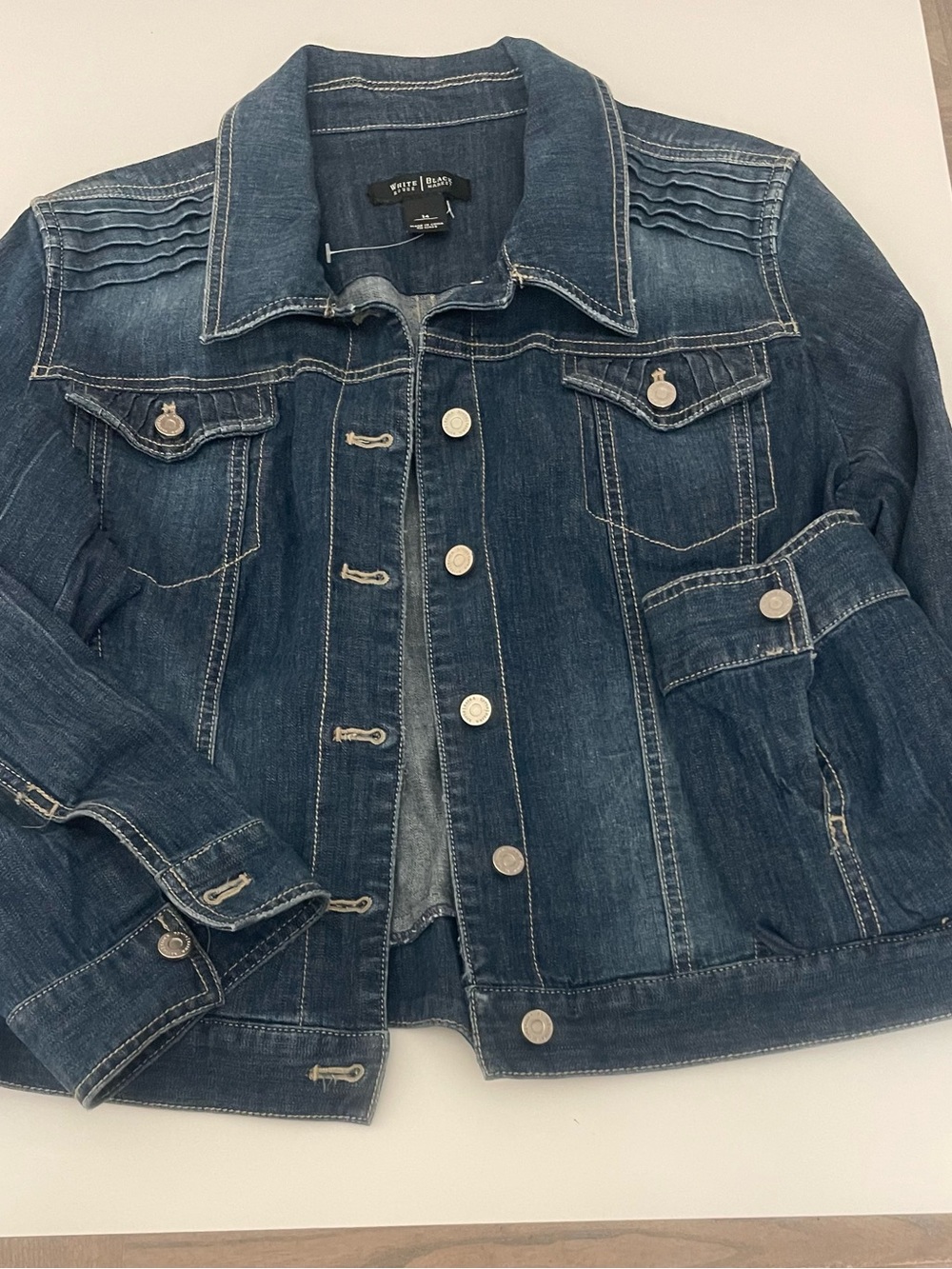 White House Black Market Blue Denim Shirt Jacket